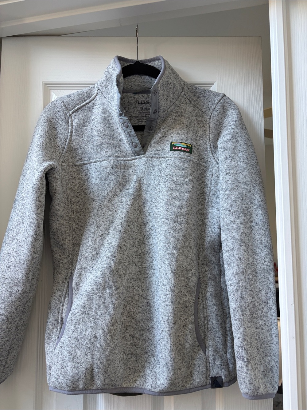 L.L. Bean Heather Gray Snap-Front Fleece Pullover Ladies XS